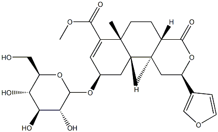 (2S)-2β-(3-Furyl)-1,4,4aα,5,6,6a,9,10,10aα,10b-decahydro-6aα,10bβ-dimethyl-4-oxo-9α-[(β-D-glucopyranosyl)oxy]-2H-naphtho[2,1-c]pyran-7-carboxylic acid methyl ester 구조식 이미지