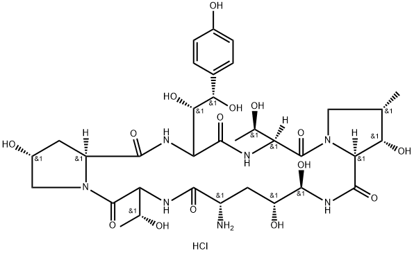 1-[(4R,5R)-4,5-Dihydroxy-L-ornithine]echinocandin B hydrochloride (1:1) Structure