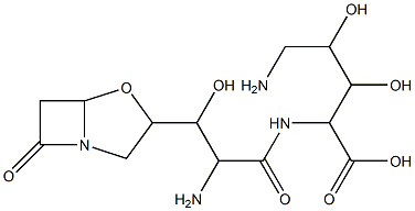 Pentonic acid,5-amino-2-[[(2S)-2-amino-3-hydroxy-1-oxo-3-(7-oxo-4-oxa-1-azabicyclo[3.2.0]hept-3-yl)propyl]amino]-2,5-dideoxy- Structure