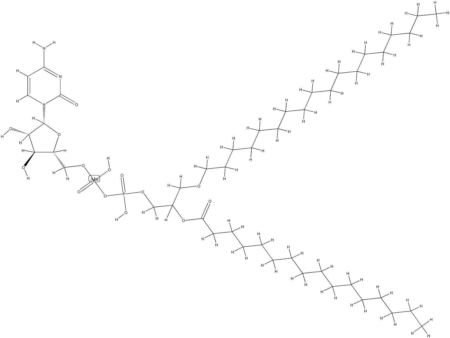 ara-CDP-1-O-octadecyl-2-O-palmitoyl-sn-glycerol Structure