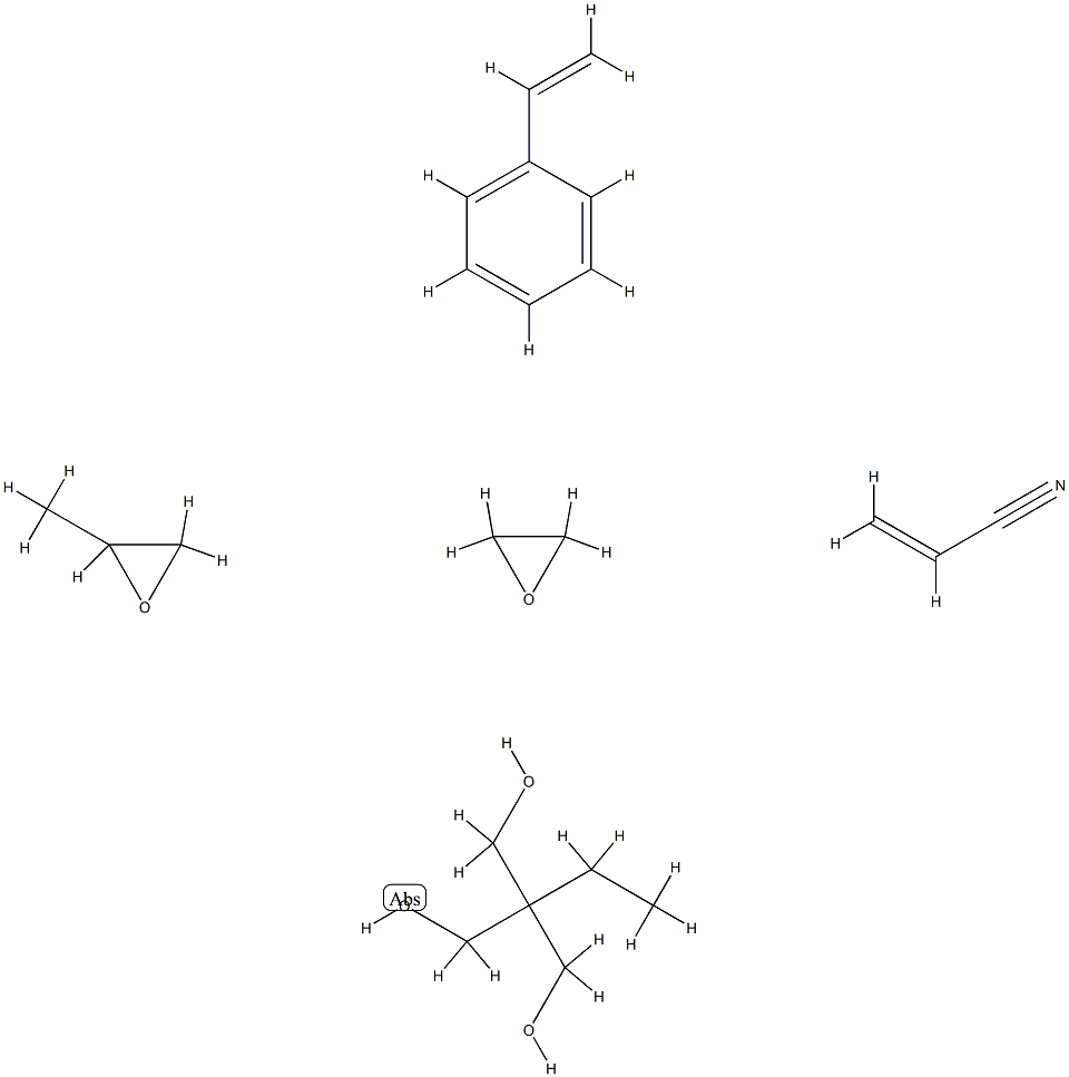 2-Propenenitrile, polymer with ethenylbenzene, 2-ethyl-2-(hydroxymethyl)-1,3-propanediol, methyloxirane and oxirane Structure