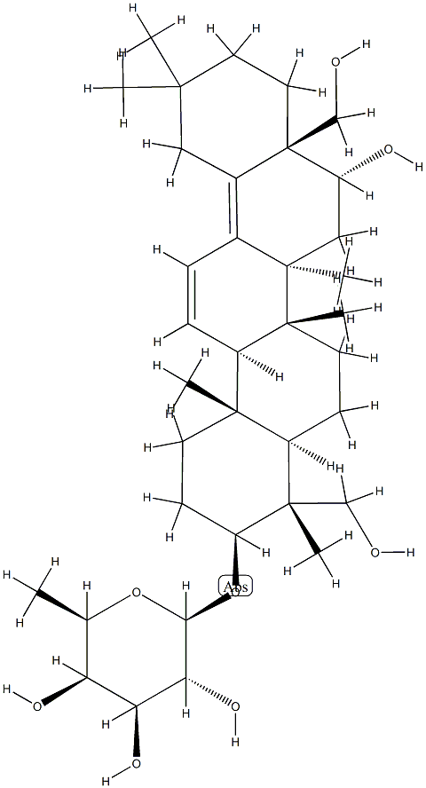 [16α,23,28-Trihydroxy-5α-oleana-11,13(18)-dien-3β-yl]6-deoxy-β-D-galactopyranoside 구조식 이미지