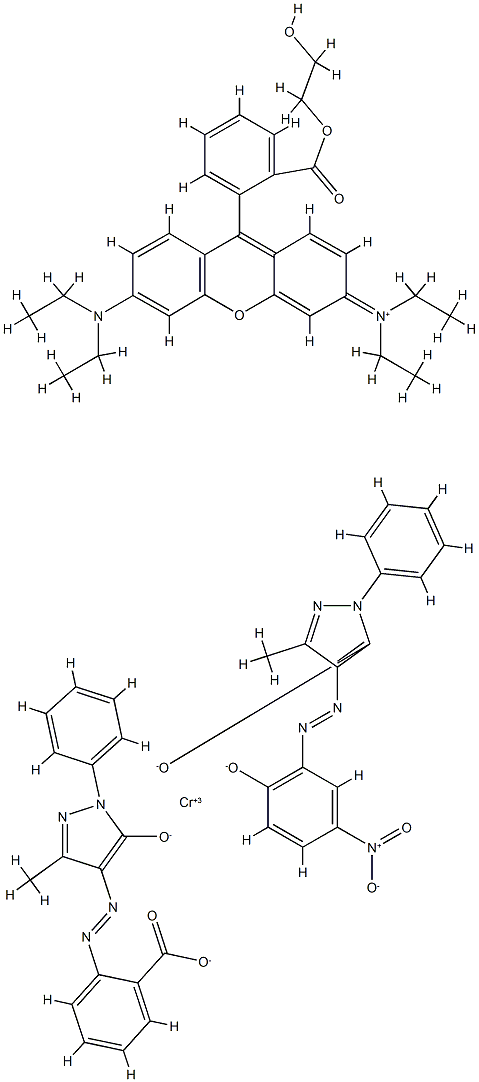 Poly(oxy-1,2-ethanediyl), .alpha.-2-3,6-bis(diethylamino)xanthylium-9-ylbenzoyl-.omega.-hydroxy-, 2,4-dihydro-4-2-(hydroxy-.kappa.O)-5-nitrophenylazo-.kappa.N1-5-methyl-2-phenyl-3H-pyrazol-3-onato(2-)-.kappa.O32-4,5-dihydro-3-methyl-5-(oxo-.kappa.O)-1-phe 구조식 이미지