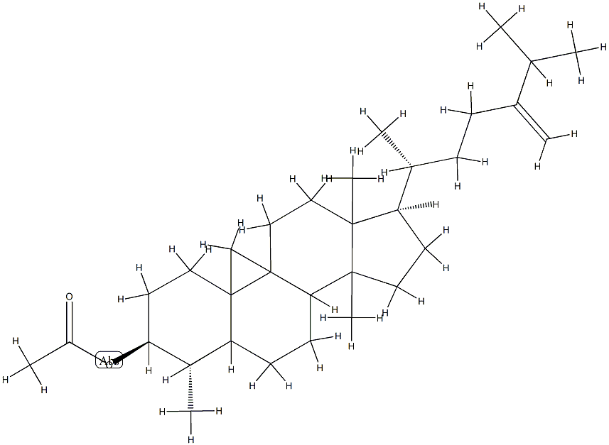 4α,14-Dimethyl-9β,19-cyclo-5α-ergost-24(28)-en-3β-ol acetate 구조식 이미지