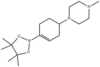 1-METHYL-4-[4-(4,4,5,5-TETRAMETHYL-1,3,2-DIOXABOROLAN-2-YL)-3-CYCLOHEXEN-1-YL]-PIPERAZINE 구조식 이미지
