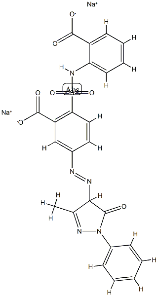 디소디움 2-[[[2-카복실아토페닐-1H-카복실레이토페닐]아미노]술포닐]-5-[[4,5-디하이드로-3-메틸-5-옥소-1-페닐-1H-피라졸-4-일l]아조]벤제노에이트 구조식 이미지