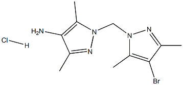 1-[(4-bromo-3,5-dimethyl-1H-pyrazol-1-yl)methyl]-3,5-dimethyl-1H-pyrazol-4-amine hydrochloride 구조식 이미지