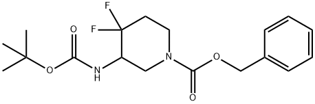 benzyl 3-((tert-butoxycarbonyl)amino)-4,4-difluoropiperidine-1-carboxylate(WX191889) 구조식 이미지