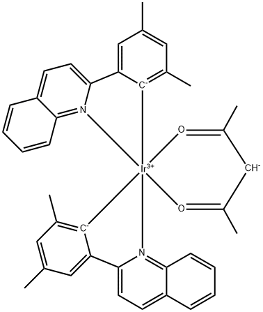 Bis(2-(3,5-dimethylphenyl)quinoline-C2,N')(acetylacetonato)iridium(III) Structure