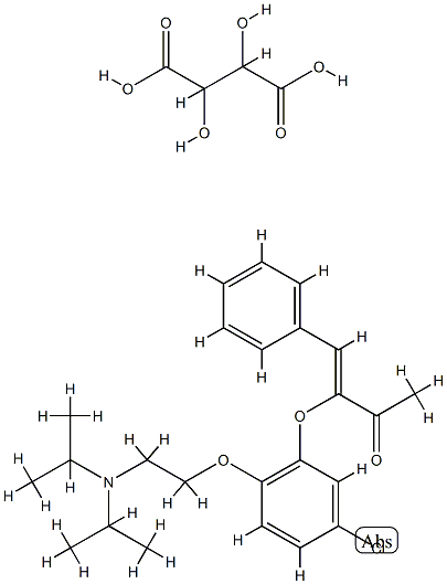 (Z)-3-[5-chloro-2-[2-(dipropan-2-ylamino)ethoxy]phenoxy]-4-phenyl-but- 3-en-2-one, 2,3-dihydroxybutanedioic acid 구조식 이미지