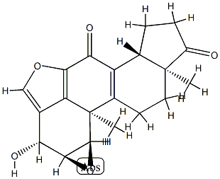 (-)-1α,2α-Epoxy-3β-hydroxyandrosta-5-eno[6,5,4-bc]furan-8-ene-7,17-dione 구조식 이미지