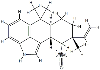 [6aS,(+)]-9α-Ethenyl-2,6,6aα,7,8,9,10,10aβ-octahydro-10α-isocyano-6,6,9-trimethylnaphtho[1,2,3-cd]indole 구조식 이미지