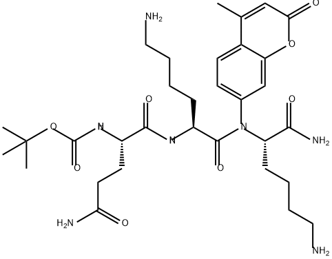 butoxycarbonylglutamyl-lysyl-lysine-4-methylcoumarinyl-7-amide Structure