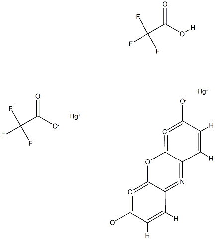 [μ-(7-Hydroxy-3-oxo-3H-phenoxazine-4,6-diyl)]bis(2,2,2-trifluoroacetato-κO)di-Mercury 구조식 이미지