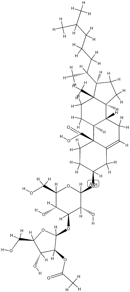 3β-[[3-O-(2-O-Acetyl-β-D-arabinofuranosyl)-β-D-glucopyranosyl]oxy]cholest-5-en-19-oic acid Structure