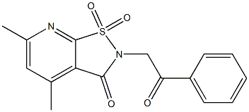 3,5-dimethyl-9,9-dioxo-8-phenacyl-9$l^{6}-thia-2,8-diazabicyclo[4.3.0] nona-2,4,10-trien-7-one Structure