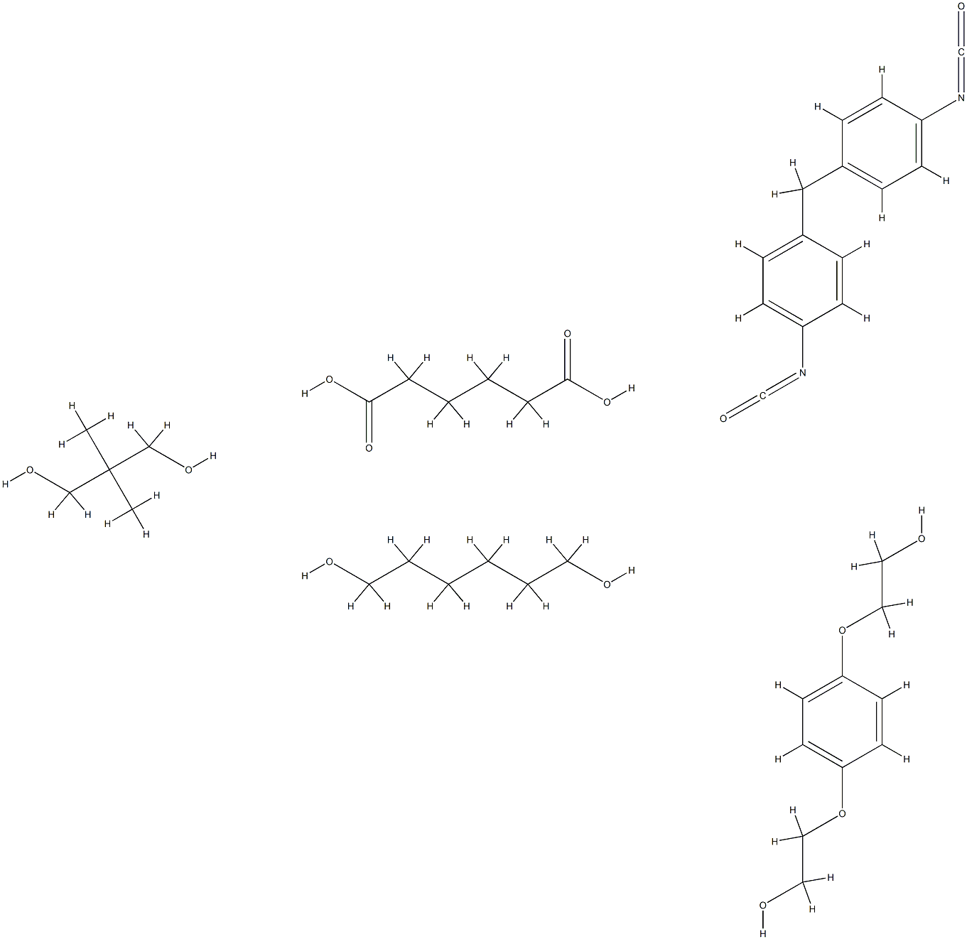 헥산디오산,2,2-디메틸-1,3-프로판디올,1,6-헥산디올,1,1-메틸렌비스4-이소시아나토벤젠및2,2-1,4-페닐렌비스(옥시)비스에탄올중합체 구조식 이미지
