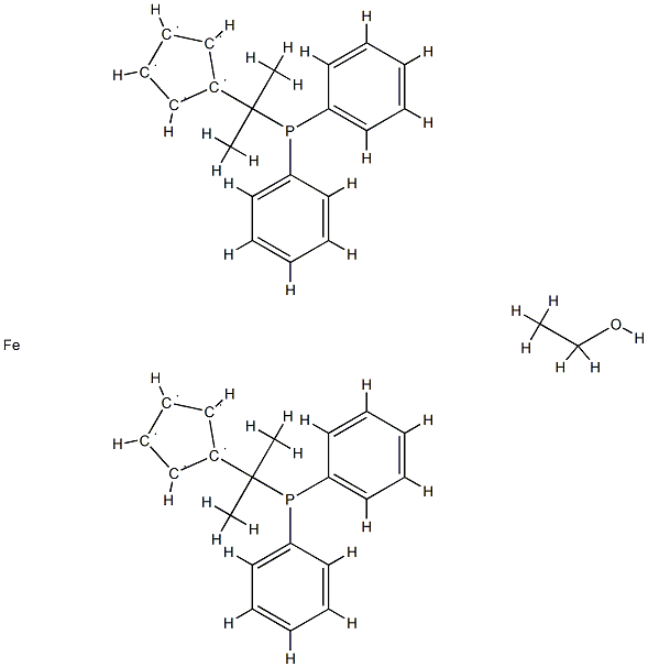 1,1'-Bis(1-diphenylphosphino-1-methylethyl)ferrocene Structure