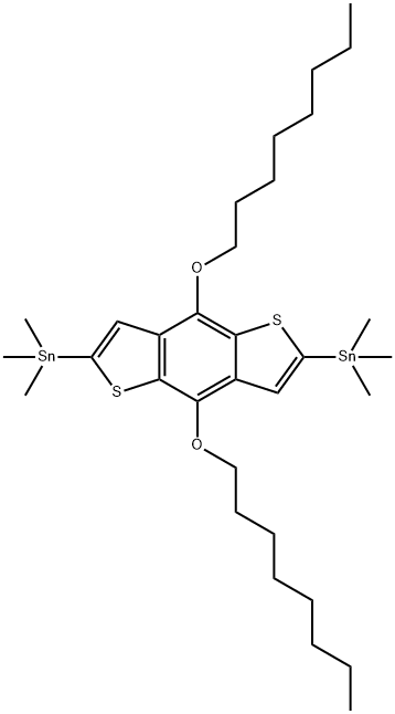 2,6-비스(트리메틸주석)-4,8-디옥틸옥시벤조[1,2-b:3,4-b]디티오펜 구조식 이미지