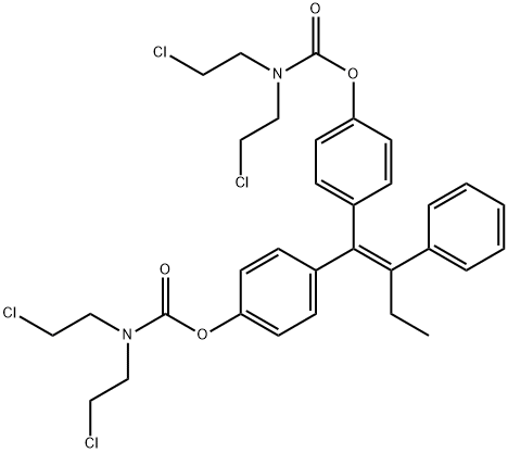 1,1-bis(4-(N,N-bis-2-chloroethylcarbamoyloxy)phenyl)-2-phenylbut-1-ene Structure