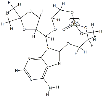 methyl 8-(2''-hydroxyethoxy)-2',3'-O-isopropylideneadenosine-5',2''-phosphate Structure