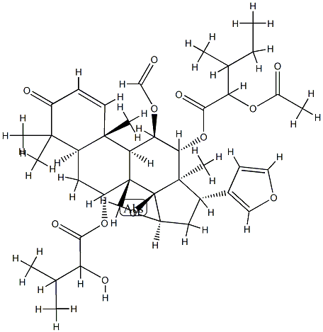 (13α,17S)-12α-[(2-Acetoxy-3-methyl-1-oxopentyl)oxy]-14β,15β:21,23-diepoxy-11β-formyloxy-7α-(2-hydroxy-3-methyl-1-oxobutoxy)-4,4,8-trimethyl-24-nor-5α-chola-1,20,22-trien-3-one Structure