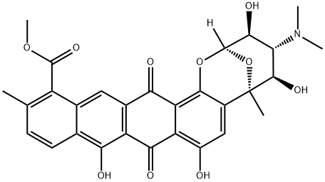 (2R)-4α-(Dimethylamino)-3,4,5,6,9,16-hexahydro-3β,5β,8,10-tetrahydroxy-6,13-dimethyl-9,16-dioxo-2α,6α-epoxy-2H-naphthaceno[1,2-b]oxocin-14-carboxylic acid methyl ester 구조식 이미지