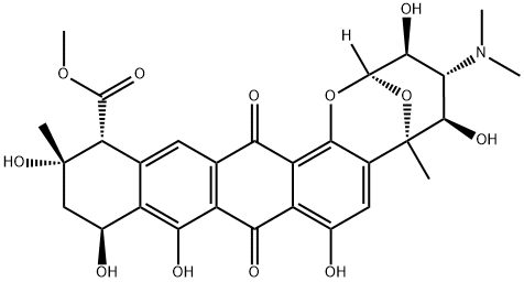 (2R)-4α-(Dimethylamino)-3,4,5,6,9,11,12,13,14,16-decahydro-3β,5β,8,10,11β,13α-hexahydroxy-6,13-dimethyl-9,16-dioxo-2α,6α-epoxy-2H-naphthaceno[1,2-b]oxocin-14α-carboxylic acid methyl ester 구조식 이미지