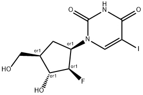 1-((1,2,3,4)-2-Fluoro-3-hydroxy-4-( hydroxymethyl)cyclopentyl)-5-iodo- 2,4(1H,3H)-pyrimidinedione Structure