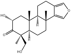 (5α,9α,10β)-2α-Hydroxy-4β-(hydroxymethyl)-4,8β-dimethyl-18-nor-16-oxaandrosta-13(17),14-diene-3-one 구조식 이미지