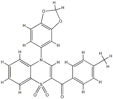 [4-(1,3-benzodioxol-5-yl)-1,1-dioxo-1$l^{6},4-benzothiazin-2-yl]-(4-methylphenyl)methanone Structure