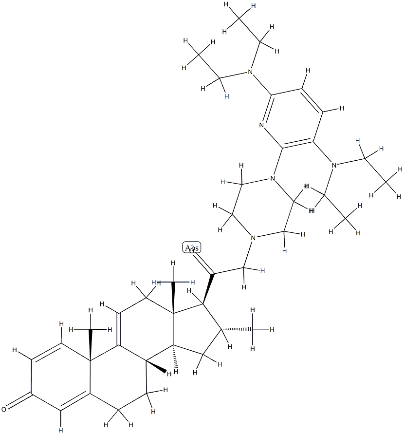 21-(4(3,6-di-N-diethylamine-2-pyridinyl)-1-piperazinyl)-16-methylpregna-1,4,9(11)-triene-3,20-dione Structure