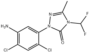 2-(5-amino-2,4-dichlorophenyl)-4-(difluoromethyl)-2,4-dihydro-5-methyl-3H-1,2,4-triazol-3-one) 구조식 이미지
