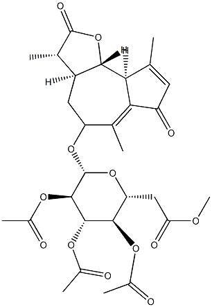 (3S)-3,3aβ,4,5,9aβ,9bα-Hexahydro-3β,6,9-trimethyl-5-[(2-O,3-O,4-O,6-O-tetraacetyl-β-D-glucopyranosyl)oxy]azuleno[4,5-b]furan-2,7-dione Structure