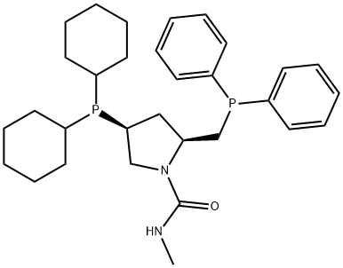 (2S,4S)-(-)-2-(DiphenylphosphinoMethyl)-4-(dicyclohexylphosphino)-N-Methyl-1-pyrrolidinecarboxaMide, Min. 97% (S,S-MCCPM) Structure