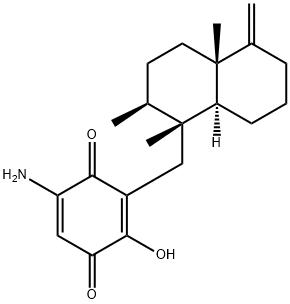 3-[[(1S,8aβ)-Decahydro-1,2α,4aα-trimethyl-5-methylenenaphthalen]-1β-ylmethyl]-2-hydroxy-5-amino-2,5-cyclohexadiene-1,4-dione Structure