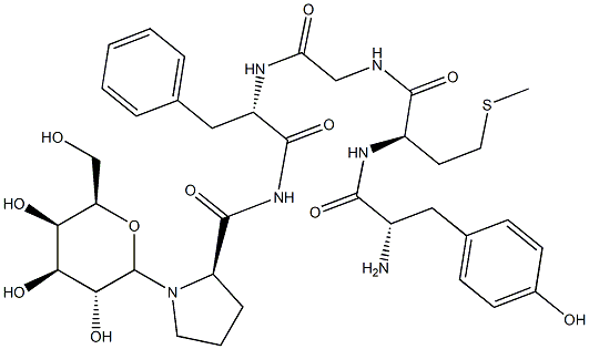 enkephalinamide, Met(2)-Pro(5)-(N(1,5))-galactopyranosyl- Structure