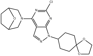 3-(6-chloro-1-(1,4-dioxaspiro[4.5]decan-8-yl)-1H-pyrazolo[3,4-d]pyriMidin-4-yl)-8-oxa-3-azabicyclo[3.2.1]octane Structure