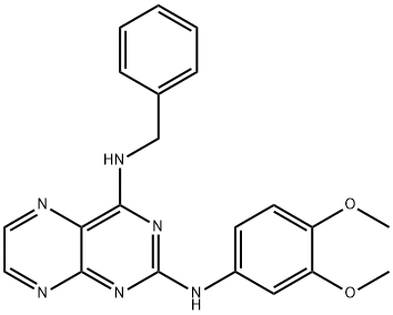 N~4~-benzyl-N~2~-(3,4-dimethoxyphenyl)pteridine-2,4-diamine 구조식 이미지