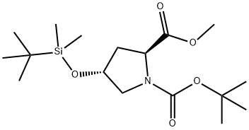 (2S,4R)-1-tert-butyl2-methyl4-((tert-butyldimethylsilyl)oxy)pyrrolidine-1,2-dicarboxylate(WX191960) 구조식 이미지