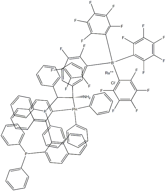 Chloro[(R)-2,2'-bis(diphenylphosphino)-1,1'-binaphthyl)][(1R,2R)-2-(diphenylphosphino)-1,2-diphenylethanamine]ruthenium(II) ,  tetrakis(pentafluorophenyl)borate Structure