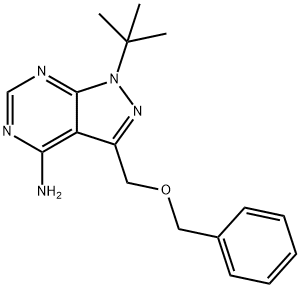 3-(Benzyloxymethyl)-1-tert-butyl-1H-pyrazolo[3,4-d]pyrimidin-4-amine 구조식 이미지