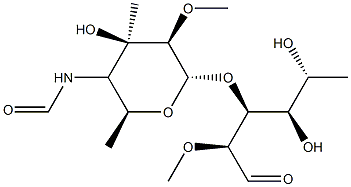 N-formylkansosaminyl-(1-3)-2-O-methylrhamnopyranose Structure