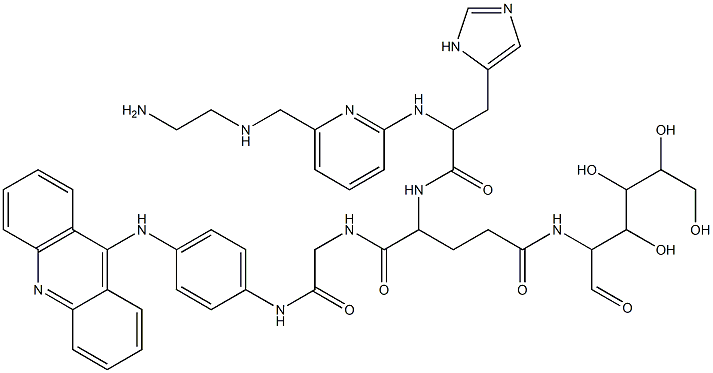 (((amino-2-ethyl)-2-aminomethyl)-2-pyridine-6-carboxylhistidyl-gamma-(2-amino-2-deoxyglucosyl)glutamylglycylamino)-4-phenyl-1-aminoacridine 구조식 이미지