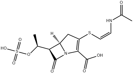 (5R)-3-[[(Z)-2-(Acetylamino)ethenyl]thio]-7-oxo-6α-[(S)-1-(sulfooxy)ethyl]-1-azabicyclo[3.2.0]hept-2-ene-2-carboxylic acid Structure