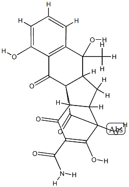 1,2,3,4,9,9a-Hexahydro-5,9,11,14-tetrahydroxy-9-methyl-4,10,12-trioxo-3,2,3a-[1]pentene[1,4,5]triyl-3aH-benz[f]indene-13-carboxamide Structure