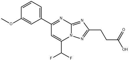 3-[7-Difluoromethyl)-5-(3-methoxyphenyl)-[1,2,4]triazolo[1,5-a]pyrimidin-2-yl]propanoic acid 구조식 이미지