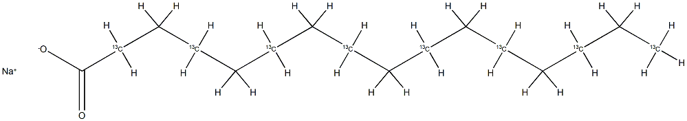 Sodium  hexadecanoate-2,4,6,8,10,12,14,16-13C8,  Hexadecanoic  acid-2,4,6,8,10,12,14,16-13C8  sodium  salt,  Palmitic  acid-2,4,6,8,10,12,14,16-13C8  sodium  salt Structure