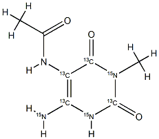 5-Acetylamino-6-amino-3-methyluracil-[13C4,15N3] (AAMU) Structure