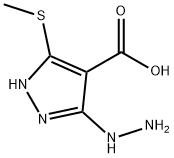 1H-Pyrazole-4-carboxylicacid,3-hydrazino-5-(methylthio)-(9CI) 구조식 이미지